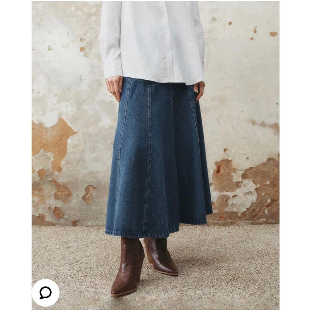 Urban Revivo Denim Midi Skirt Belted A-Line Blue XS High Waist Classic

⸻ - Picture 4 of 6